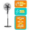 VENTILADOR DE PEDESTAL 60W TIMER Y CONTROL REMOTO 40,6 CM SFM2 NEGRO
