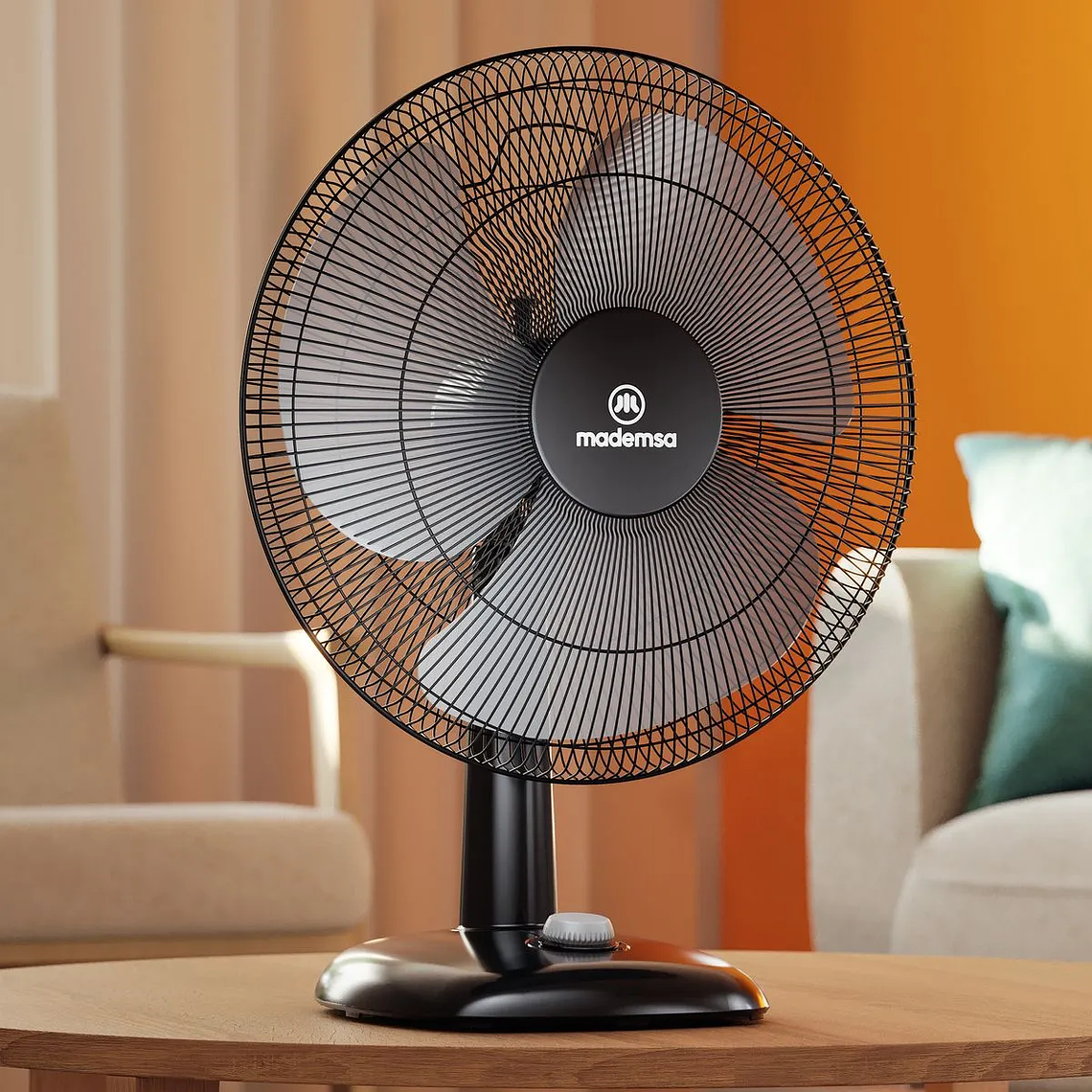 VENTILADOR SOBREMESA MADEMSA 40W 3 VELOCIDADES Y SILENCIOSO 40,6 CM DFM16 NEGRO 4