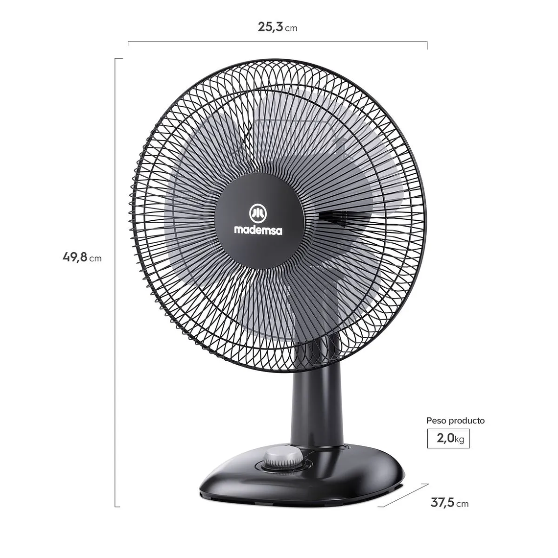 VENTILADOR SOBREMESA MADEMSA 45W 3 VELOCIDADES Y SILENCIOSO 30,5CM DFM12 NEGRO 3