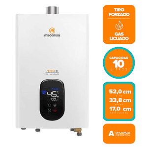 CALEFONT GAS LICUADO MADEMSA 10 LITROS TIRO FORZADO MODULANTE FORCED 10 ECO GL BLANCO