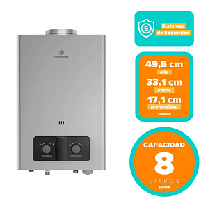 CALEFONT GAS LICUADO MADEMSA 8 LITROS TIRO NATURAL IONIZADO CMN08G GRIS