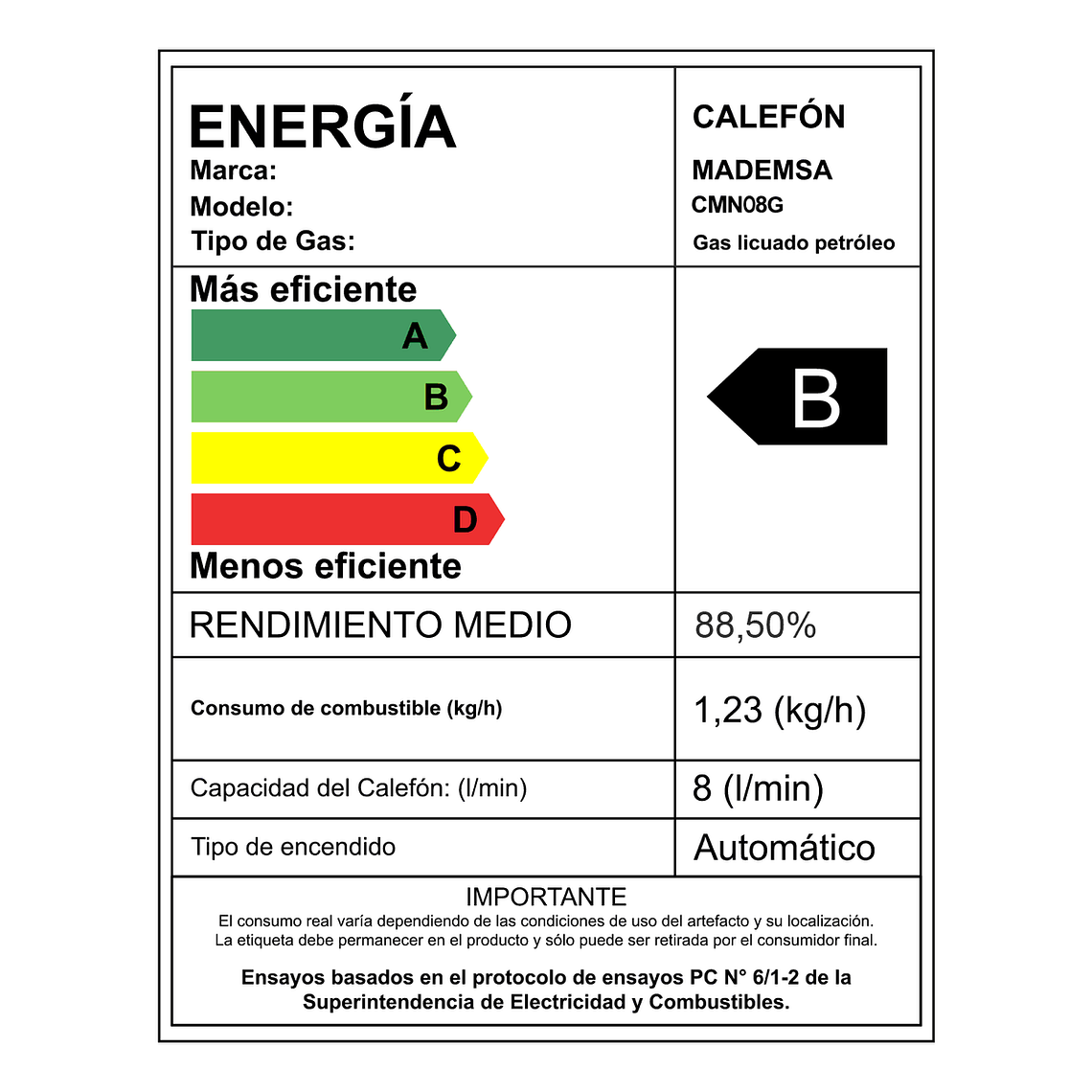CALEFONT GAS LICUADO MADEMSA 8 LITROS TIRO NATURAL IONIZADO CMN08G GRIS 10
