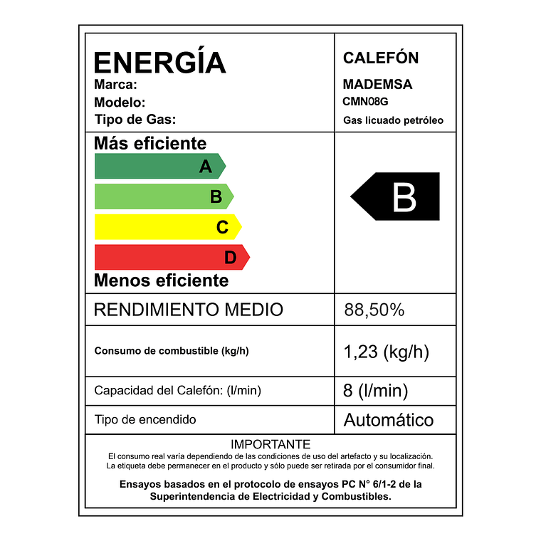 CALEFONT GAS LICUADO MADEMSA 8 LITROS TIRO NATURAL IONIZADO CMN08G GRIS 10