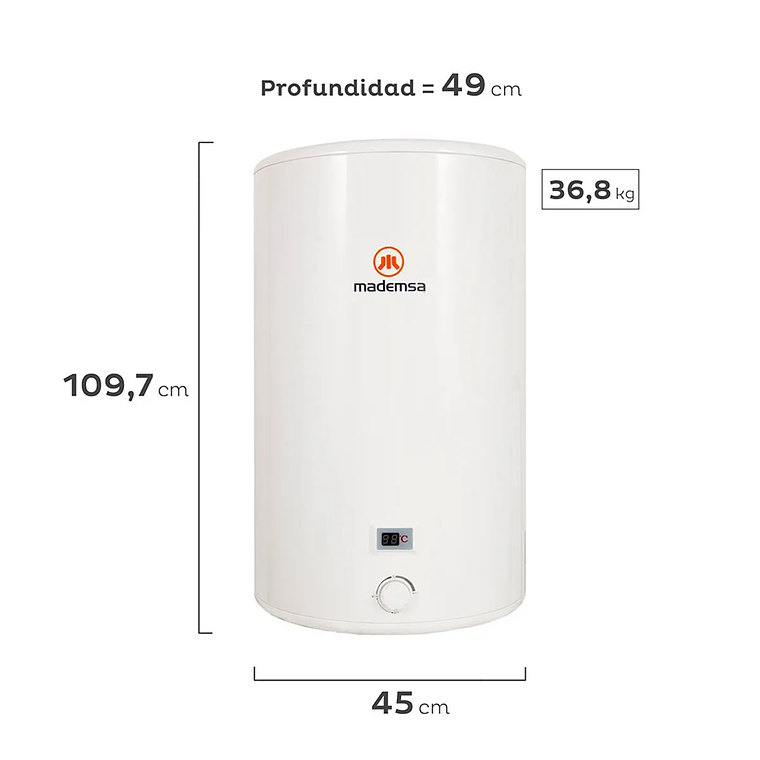 TERMO ELÉCTRICO MADEMSA 120 LITROS MURAL TERM 120 BLANCO 5