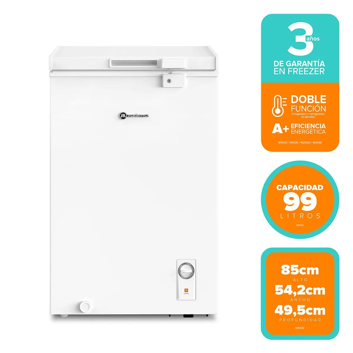 CONGELADOR FREEZER MADEMSA HORIZONTAL DUAL 99L FRÍO DIRECTO M100D BLANCO 2
