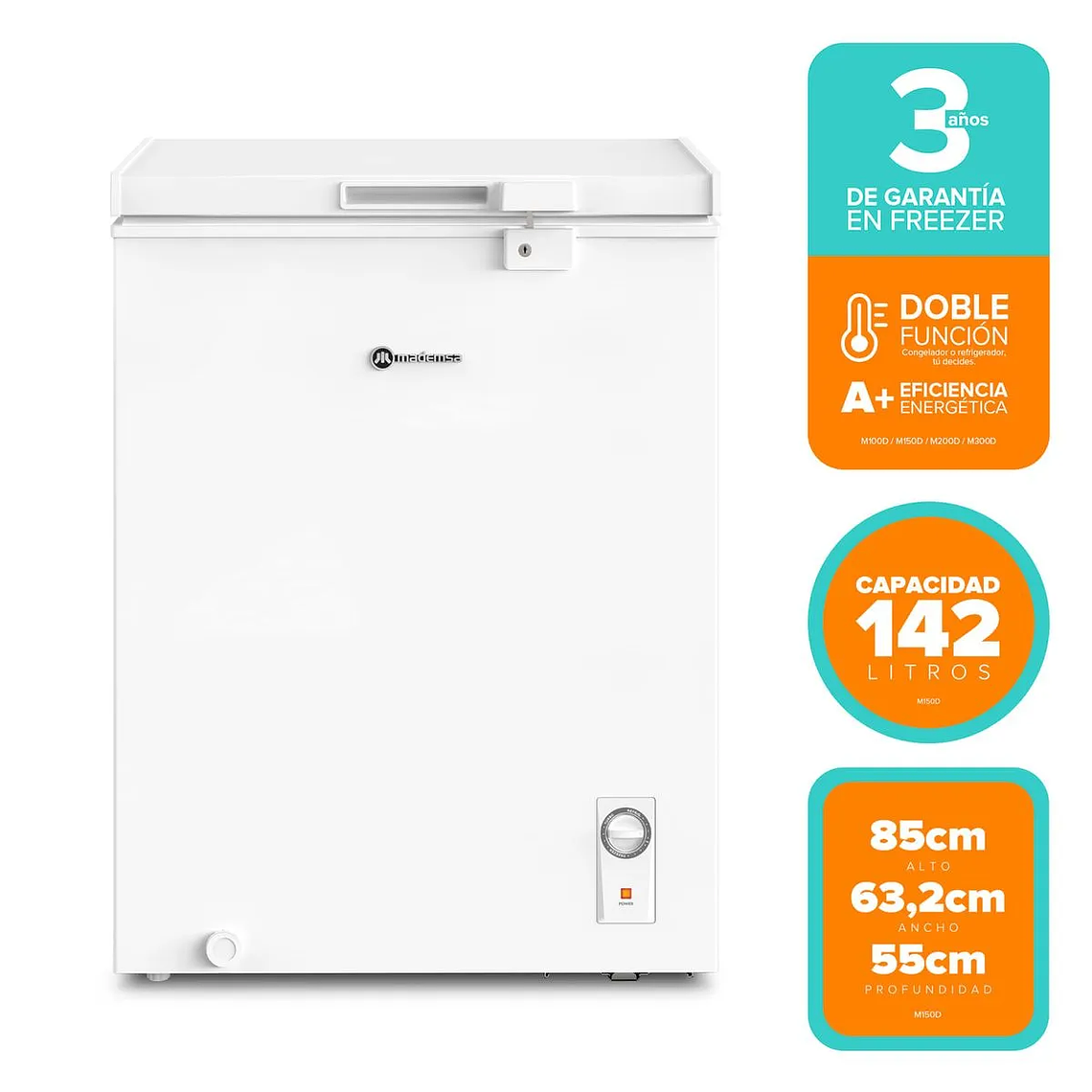 CONGELADOR FREEZER MADEMSA HORIZONTAL DUAL 142L FRÍO DIRECTO M150D BLANCO 2