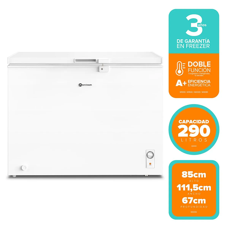 CONGELADOR FREEZER MADEMSA HORIZONTAL DUAL 290L FRÍO DIRECTO M300D BLANCO 2