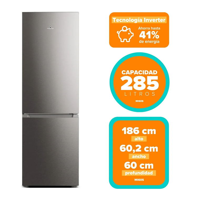 REFRIGERADOR MADEMSA 285L NO FROST BOTTOM FREEZER INVERTER EFFICIENT MI60S INOX 2