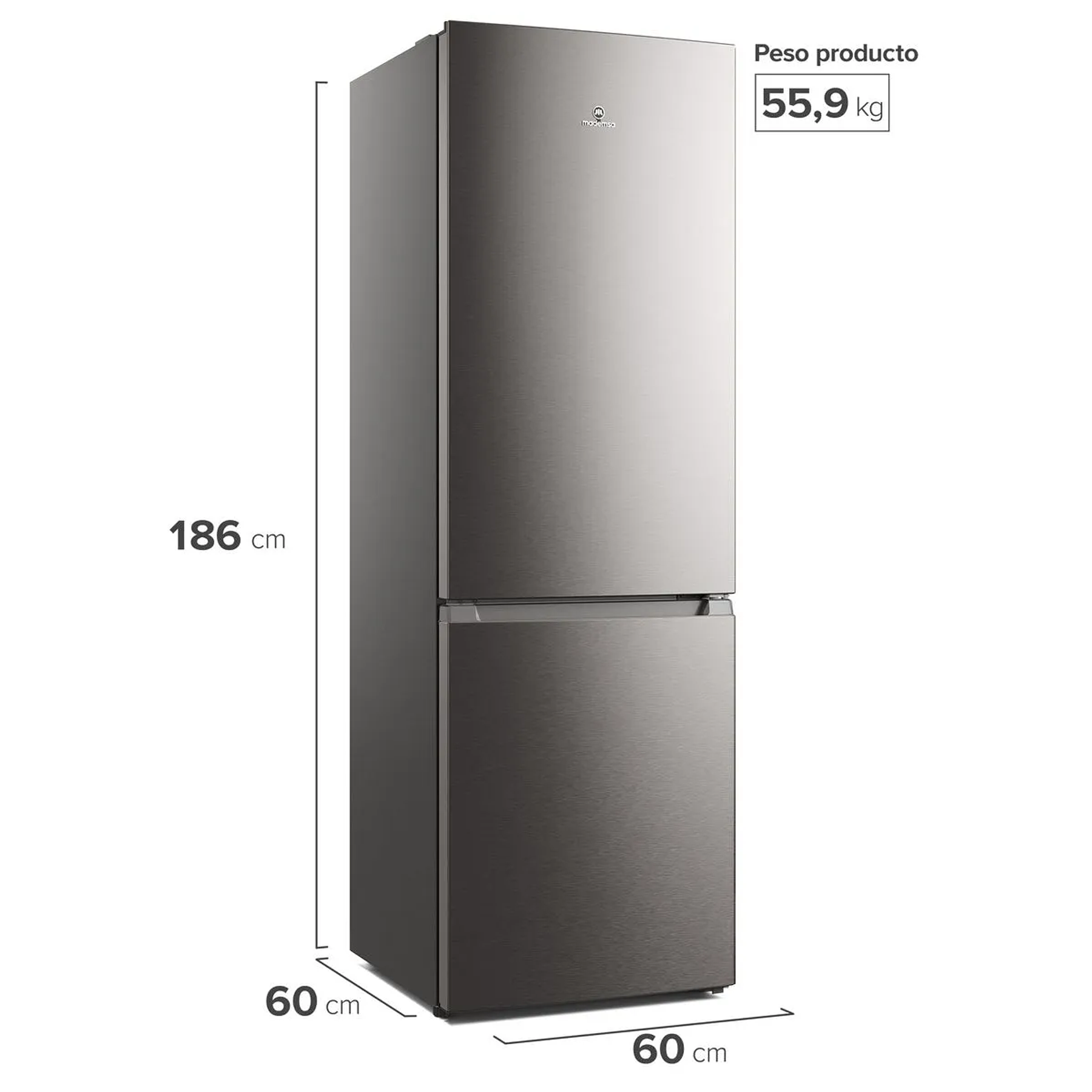 REFRIGERADOR MADEMSA 285L NO FROST BOTTOM FREEZER INVERTER EFFICIENT MI60S INOX