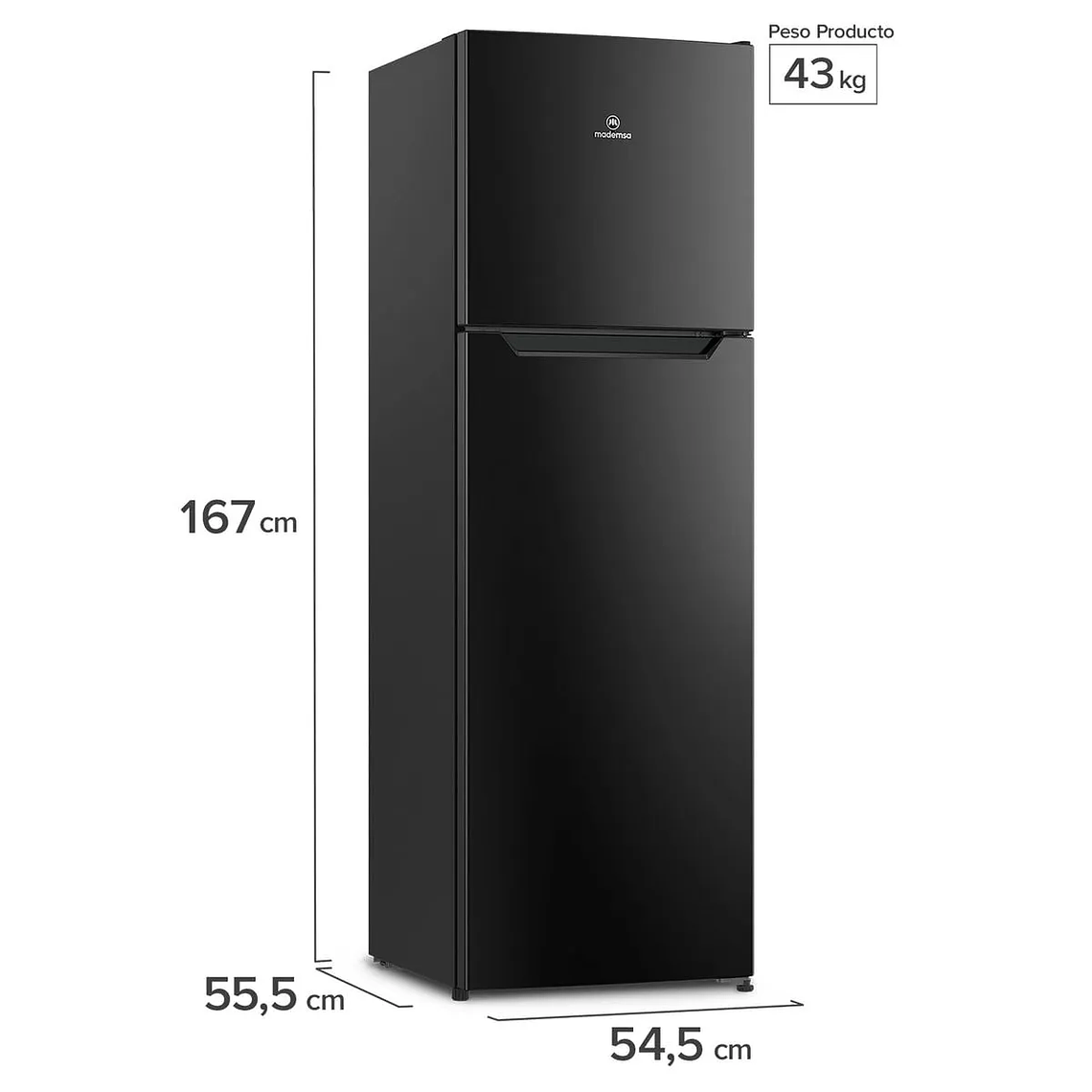 REFRIGERADOR MADEMSA 247L NO FROST TOP FREEZER INVERTER PUERTA REVERSIBLE ALTUS 1250B NEGRO 3