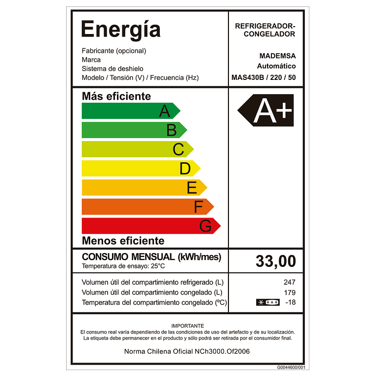 REFRIGERADOR MADEMSA 426L NO FROST SIDE BY SIDE INVERTER PANEL DIGITAL MAS430B NEGRO 10