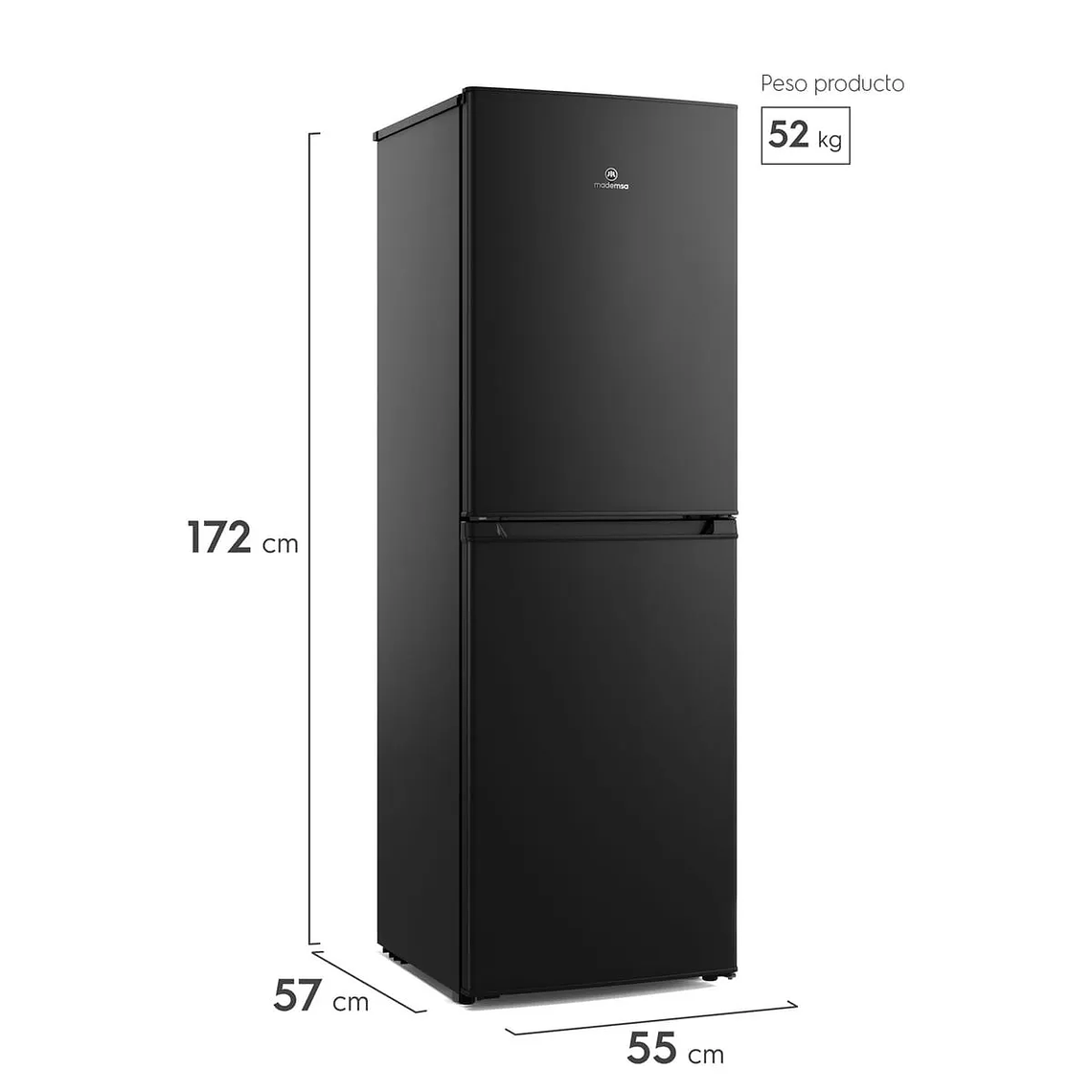 REFRIGERADOR MADEMSA 248L FRÍO DIRECTO BOTTOM FREEZER PUERTA REVERSIBLE MED250B NEGRO 4