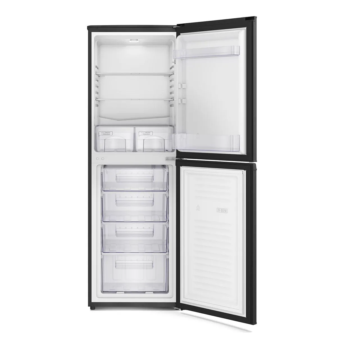 REFRIGERADOR MADEMSA 248L FRÍO DIRECTO BOTTOM FREEZER PUERTA REVERSIBLE MED250B NEGRO 5