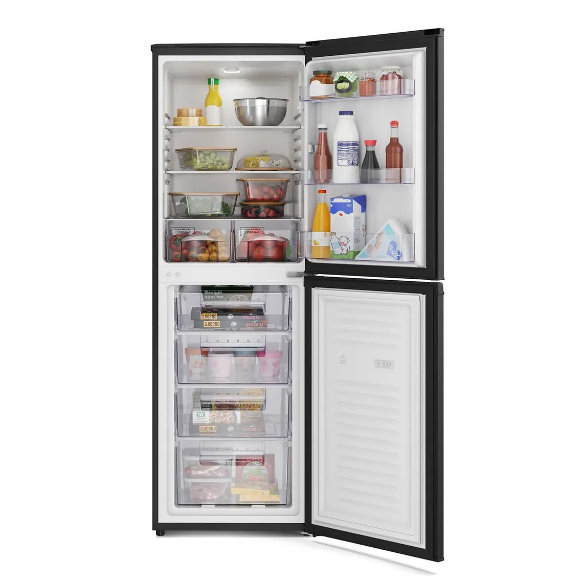REFRIGERADOR MADEMSA 248L FRÍO DIRECTO BOTTOM FREEZER PUERTA REVERSIBLE MED250B NEGRO 6