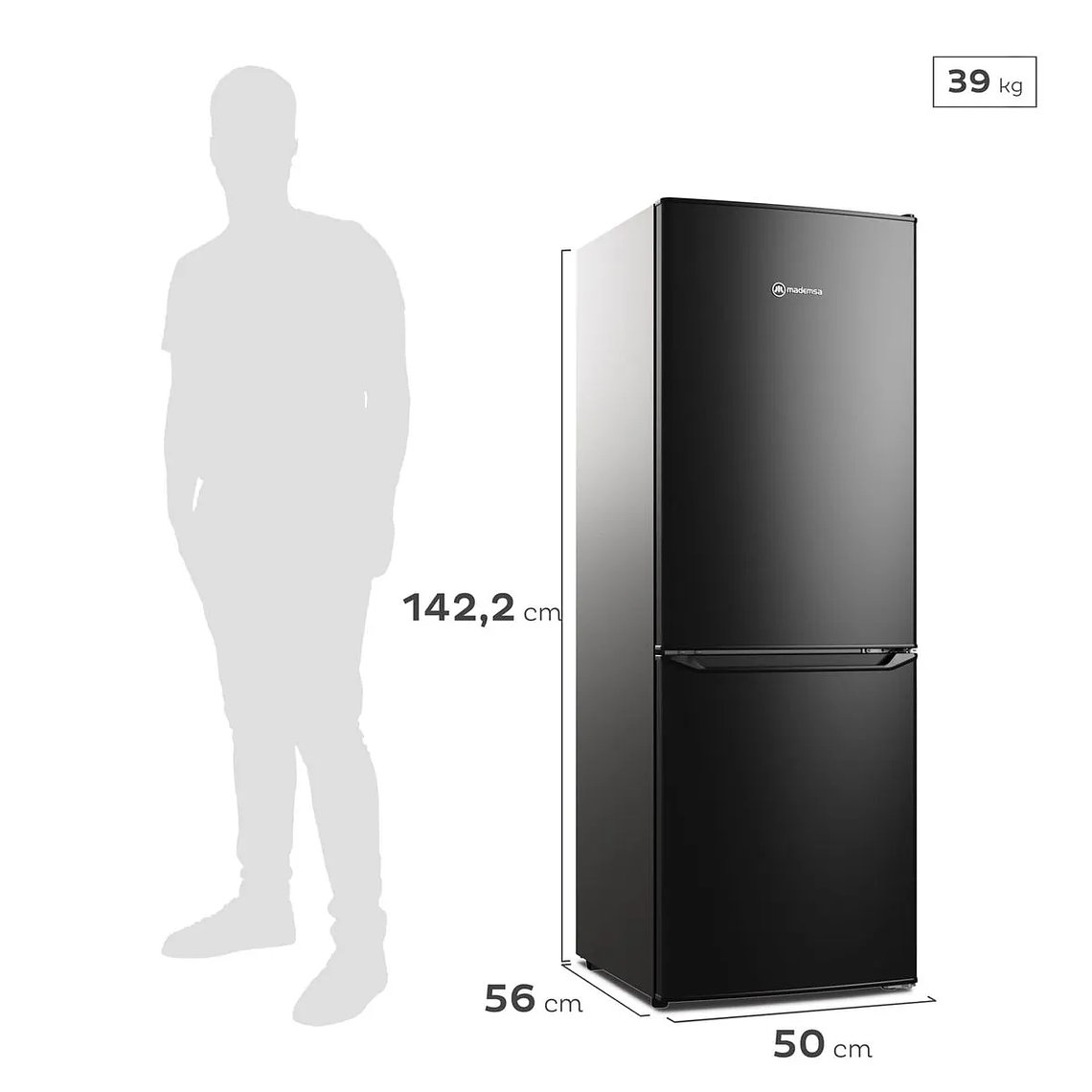 REFRIGERADOR MADEMSA 166L FRÍO DIRECTO BOTTOM FREEZER PUERTA REVERSIBLE MED165B NEGRO 4