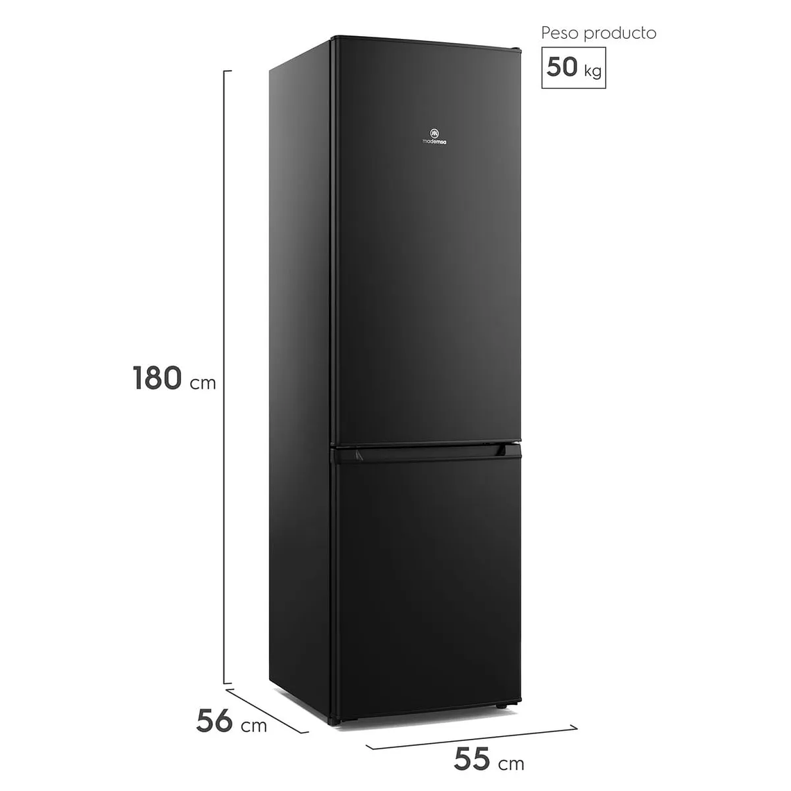 REFRIGERADOR MADEMSA 262L FRÍO DIRECTO BOTTOM FREEZER PUERTA REVERSIBLE MED270B NEGRO 4
