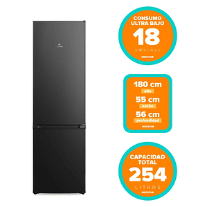 REFRIGERADOR MADEMSA 262L FRÍO DIRECTO BOTTOM FREEZER PUERTA REVERSIBLE MED270B NEGRO