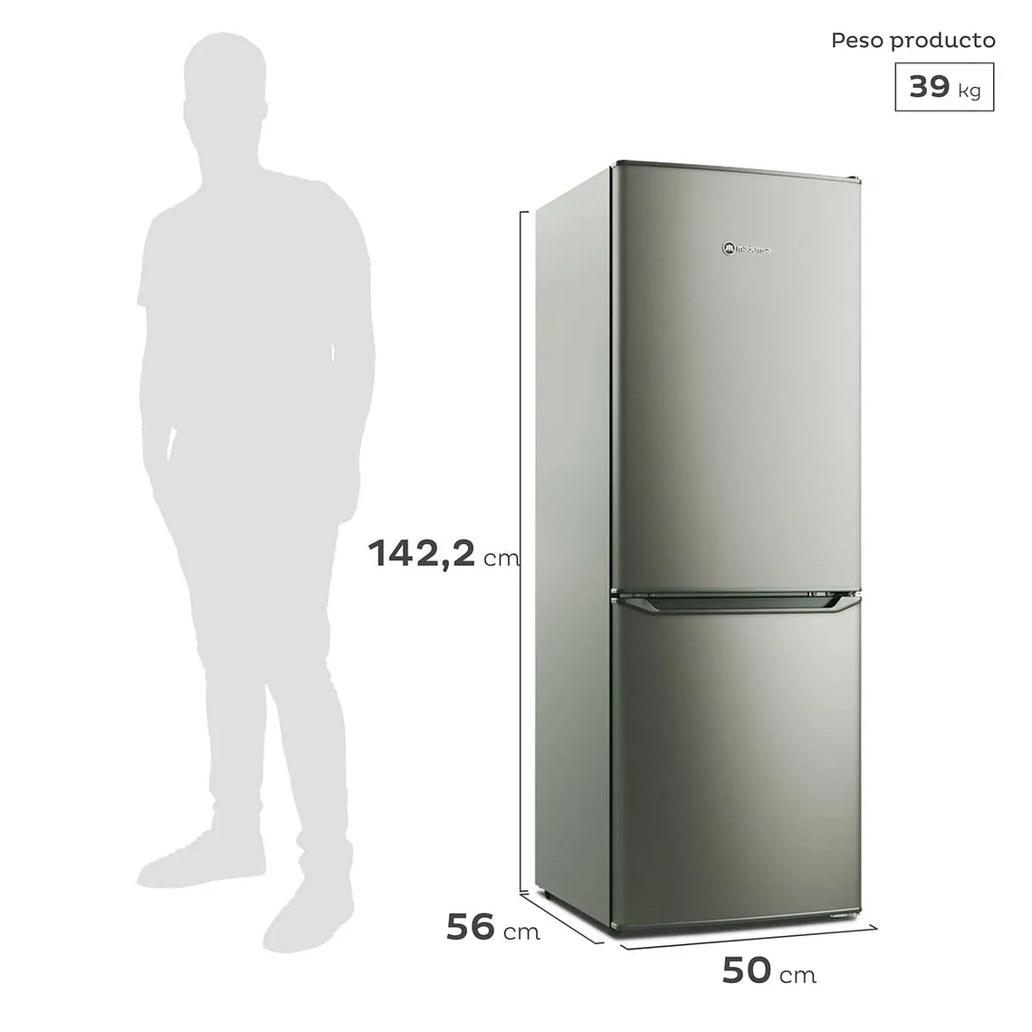 REFRIGERADOR MADEMSA 166L FRÍO DIRECTO BOTTOM FREEZER PUERTA REVERSIBLE MED165S SILVER 4