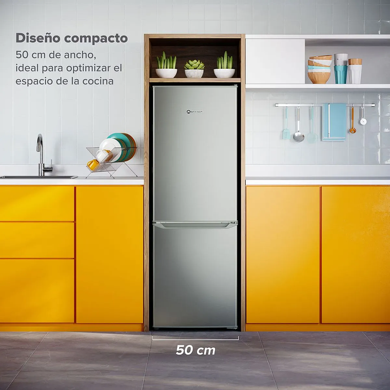 REFRIGERADOR MADEMSA 166L FRÍO DIRECTO BOTTOM FREEZER PUERTA REVERSIBLE MED165S SILVER 7