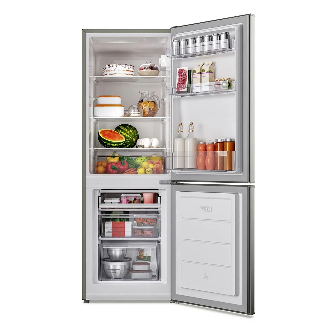 REFRIGERADOR MADEMSA 166L FRÍO DIRECTO BOTTOM FREEZER PUERTA REVERSIBLE MED165S SILVER 6