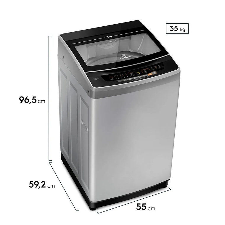 LAVADORA AUTOMÁTICA MADEMSA 12KG CARGA SUPERIOR FUZZY AUTOMÁTICO 12 SZG GRIS 3