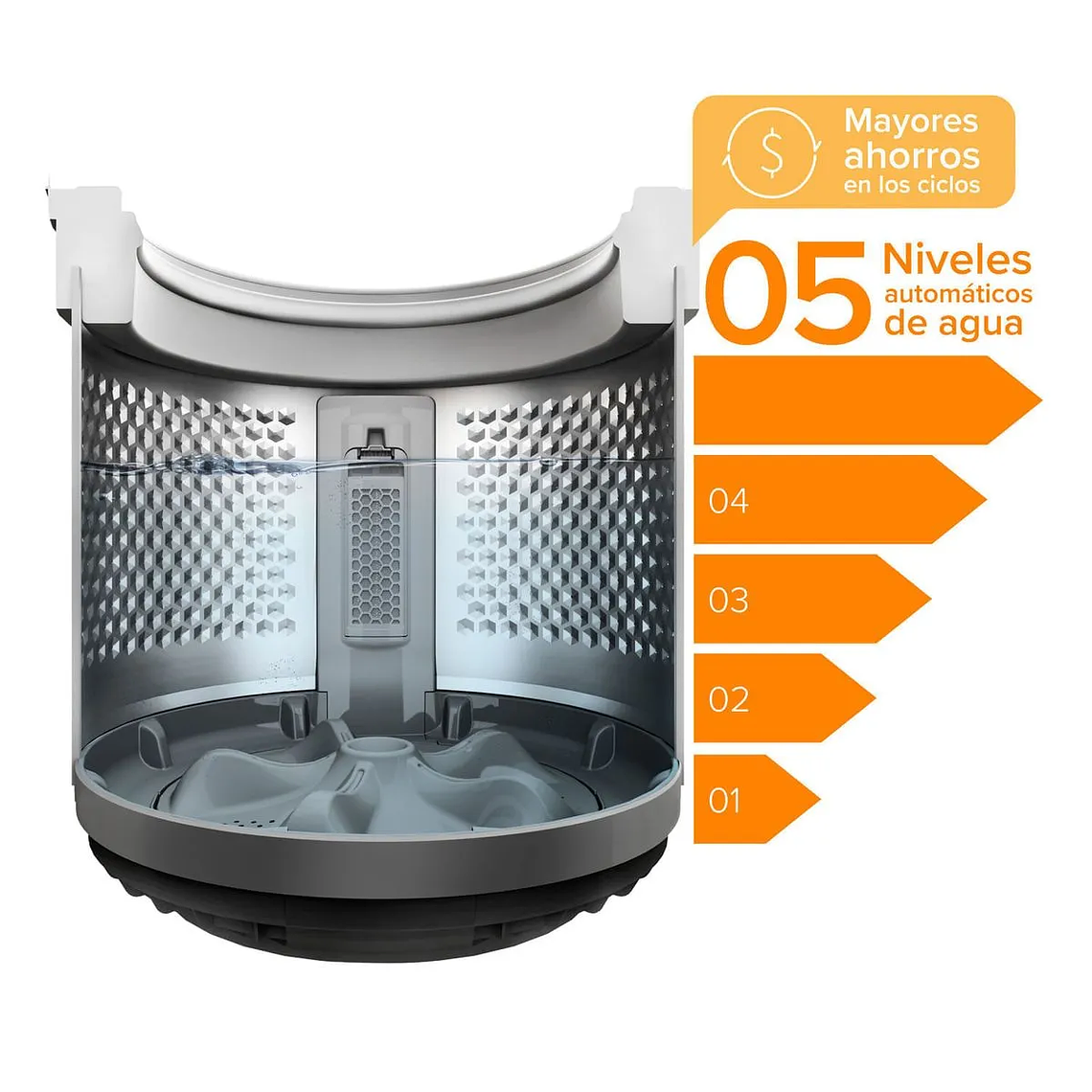 LAVADORA AUTOMÁTICA MADEMSA 12KG CARGA SUPERIOR FUZZY AUTOMÁTICO 12 SZG GRIS 6