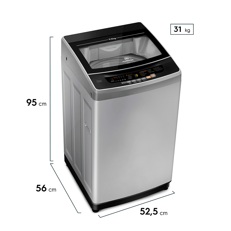 LAVADORA AUTOMÁTICA MADEMSA 9,5KG CARGA SUPERIOR FUZZY AUTOMÁTICO 9,5 SZG GRIS 4