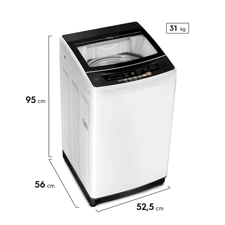 LAVADORA AUTOMÁTICA MADEMSA 9,5KG CARGA SUPERIOR FUZZY AUTOMÁTICO 9,5 BZG BLANCA 3