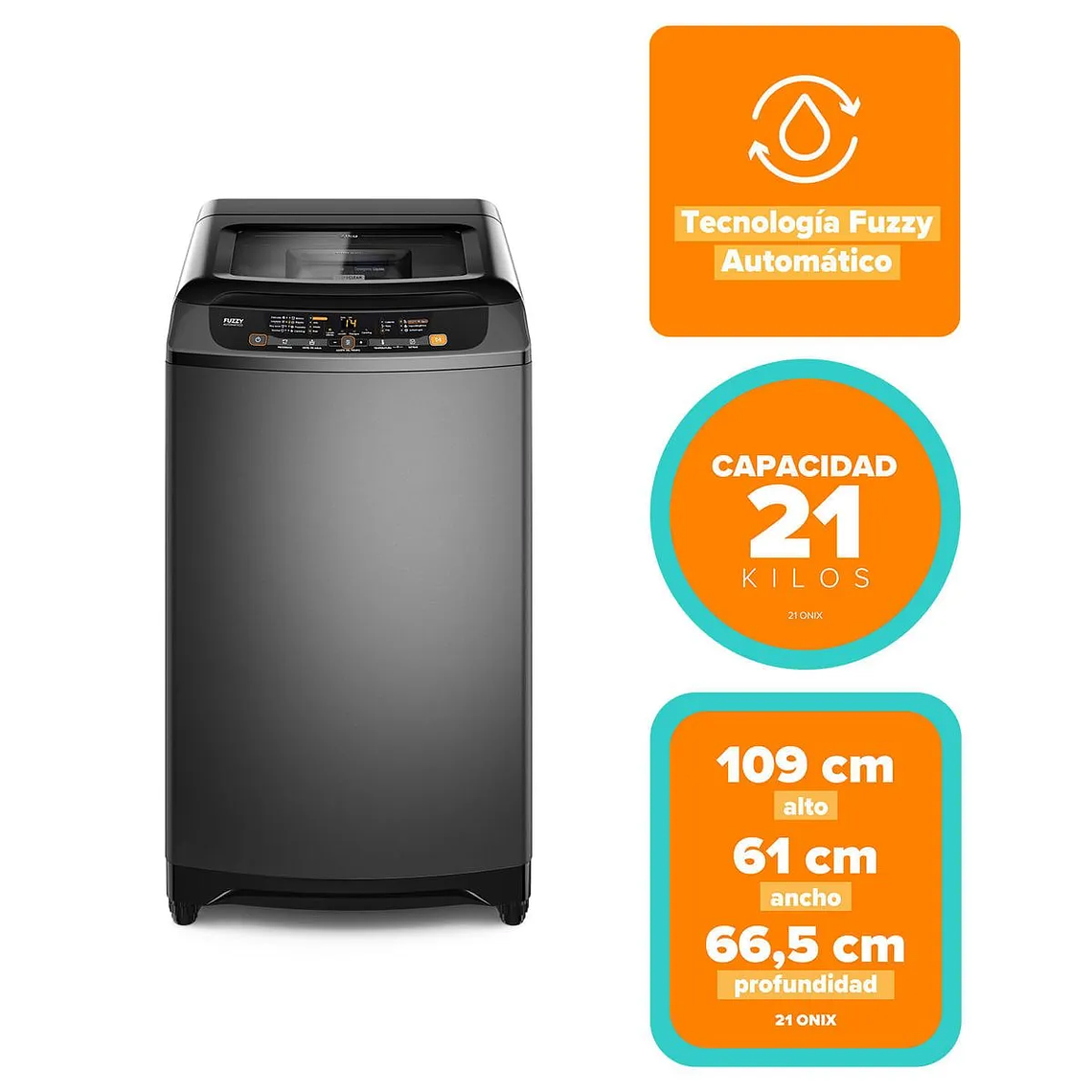 LAVADORA AUTOMÁTICA MADEMSA 21KG CARGA SUPERIOR CONTROL TIEMPO 21 ONIX 2
