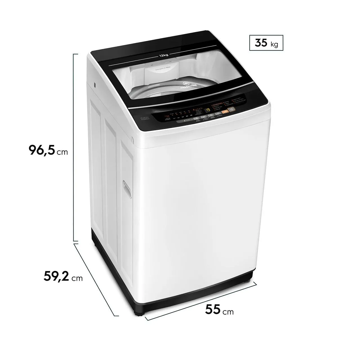 LAVADORA AUTOMÁTICA MADEMSA 12KG CARGA SUPERIOR FUZZY AUTOMÁTICO 12 BZG BLANCA 5