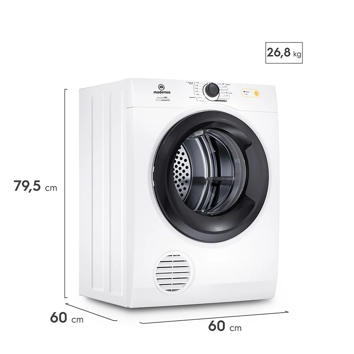 SECADORA DE ROPA MADEMSA 9KG CARGA FRONTAL CON SECADO AUTOMÁTICO 9D BZG BLANCA 3