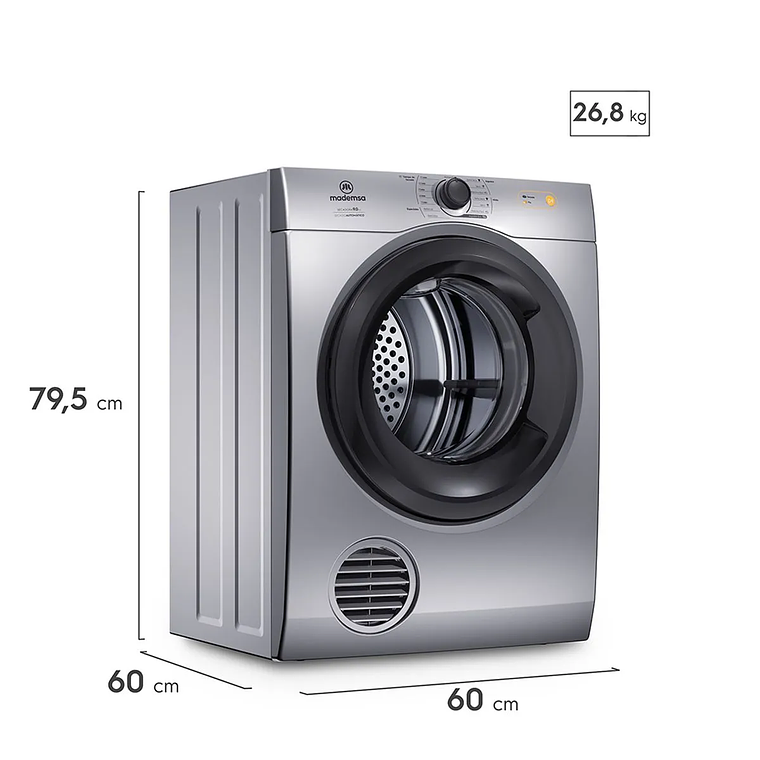 SECADORA DE ROPA MADEMSA 9KG CARGA FRONTAL CON SECADO AUTOMÁTICO 9D SZG GRIS 3