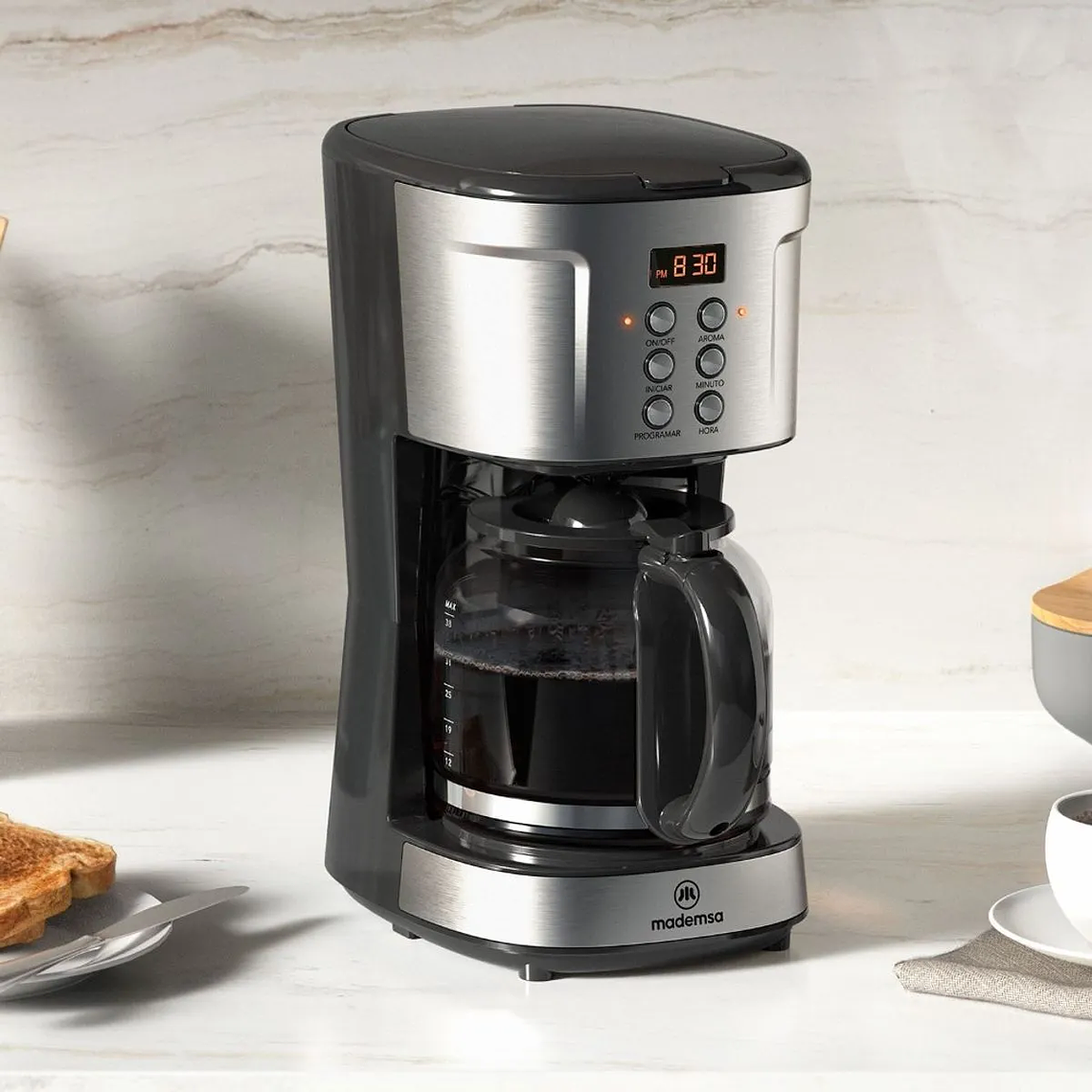 CAFETERA ELÉCTRICA MADEMSA 1,5L PROGRAMABLE 900W MCM30 ACERO INOXIDABLE 7