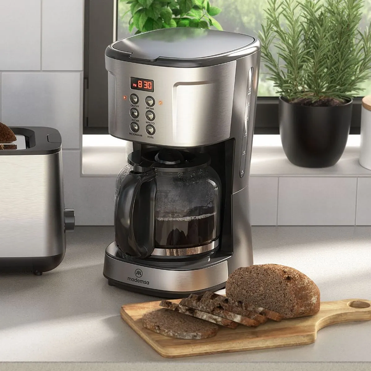 CAFETERA ELÉCTRICA MADEMSA 1,5L PROGRAMABLE 900W MCM30 ACERO INOXIDABLE 8