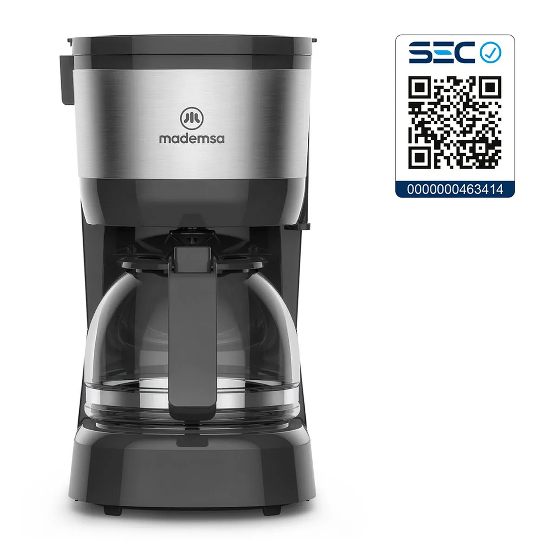 CAFETERA ELÉCTRICA MADEMSA 0,6L JARRA DE VIDRIO 600W MCM10 ACERO INOXIDABLE 9