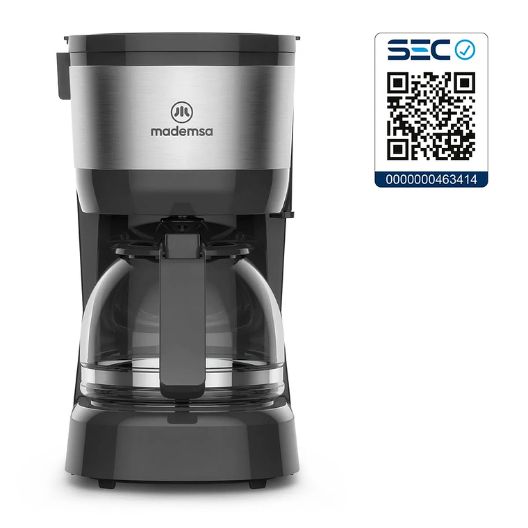 CAFETERA ELÉCTRICA MADEMSA 0,6L JARRA DE VIDRIO 600W MCM10 ACERO INOXIDABLE 9