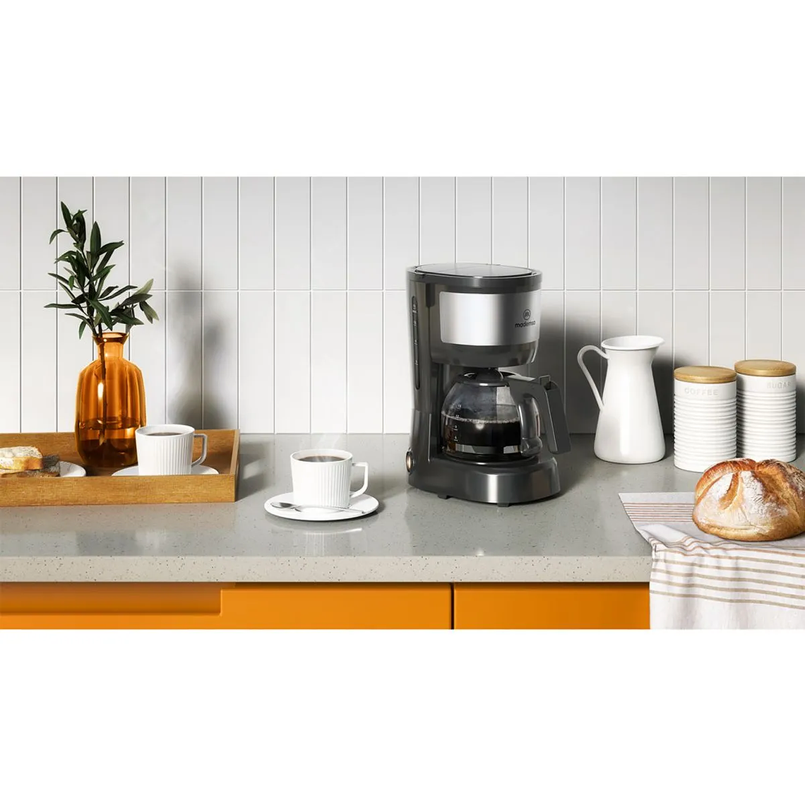 CAFETERA ELÉCTRICA MADEMSA 0,6L JARRA DE VIDRIO 600W MCM10 ACERO INOXIDABLE 7