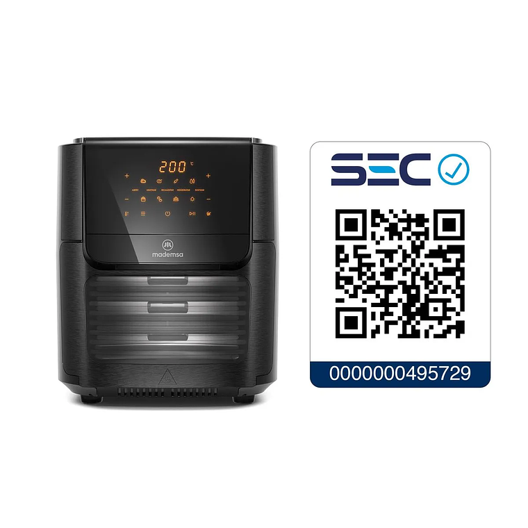 FREIDORA DE AIRE 5 EN 1 MADEMSA 12L CON PANEL DIGITAL 1700W MAF90 GRIS 15