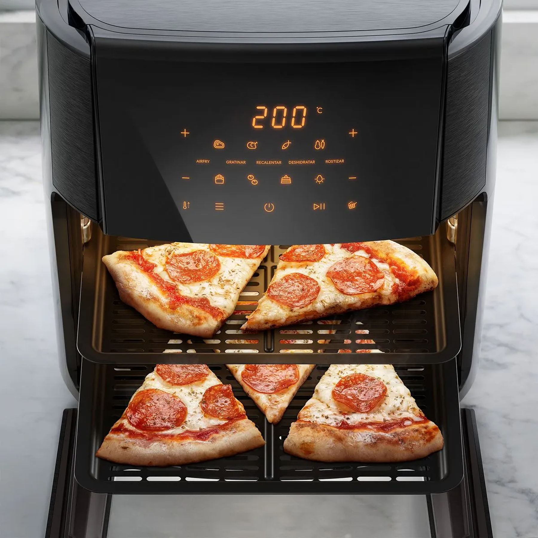 FREIDORA DE AIRE 5 EN 1 MADEMSA 12L CON PANEL DIGITAL 1700W MAF90 GRIS