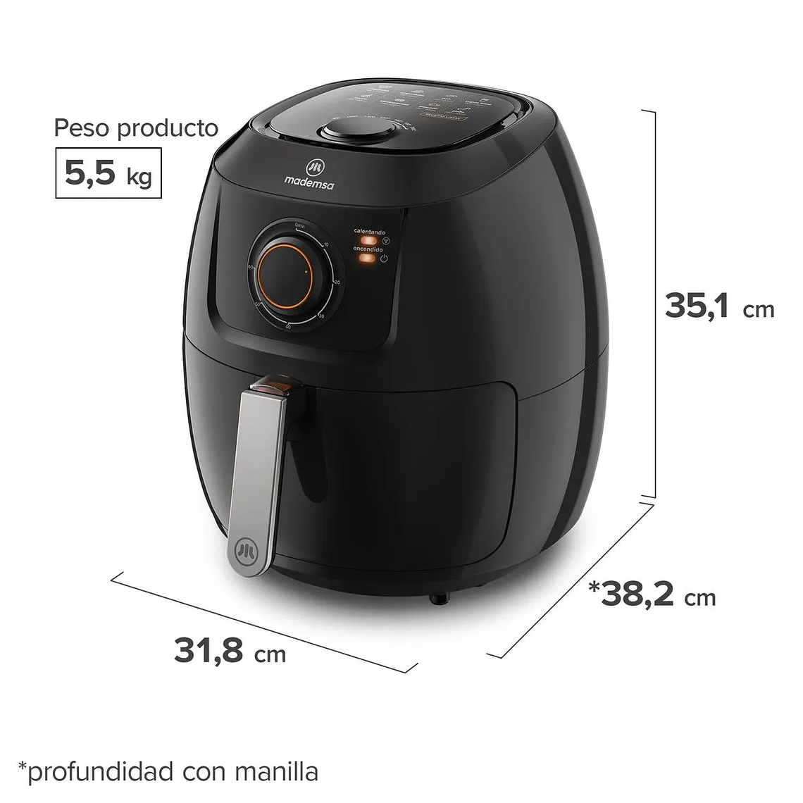 FREIDORA DE AIRE MADEMSA 6,5L MAF50 4