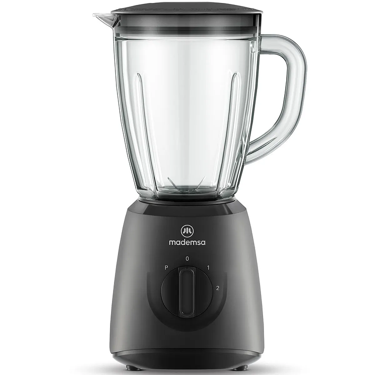 LICUADORA MADEMSA 1,5L CON JARRA DE VIDRIO Y 2 VELOCIDADES 400W MBL20 NEGRA 1