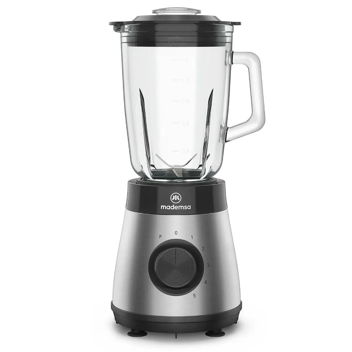 LICUADORA MADEMSA 1,5L CON JARRA DE VIDRIO Y 5 VELOCIDADES 500W MBL50 ACERO INOXIDABLE 1