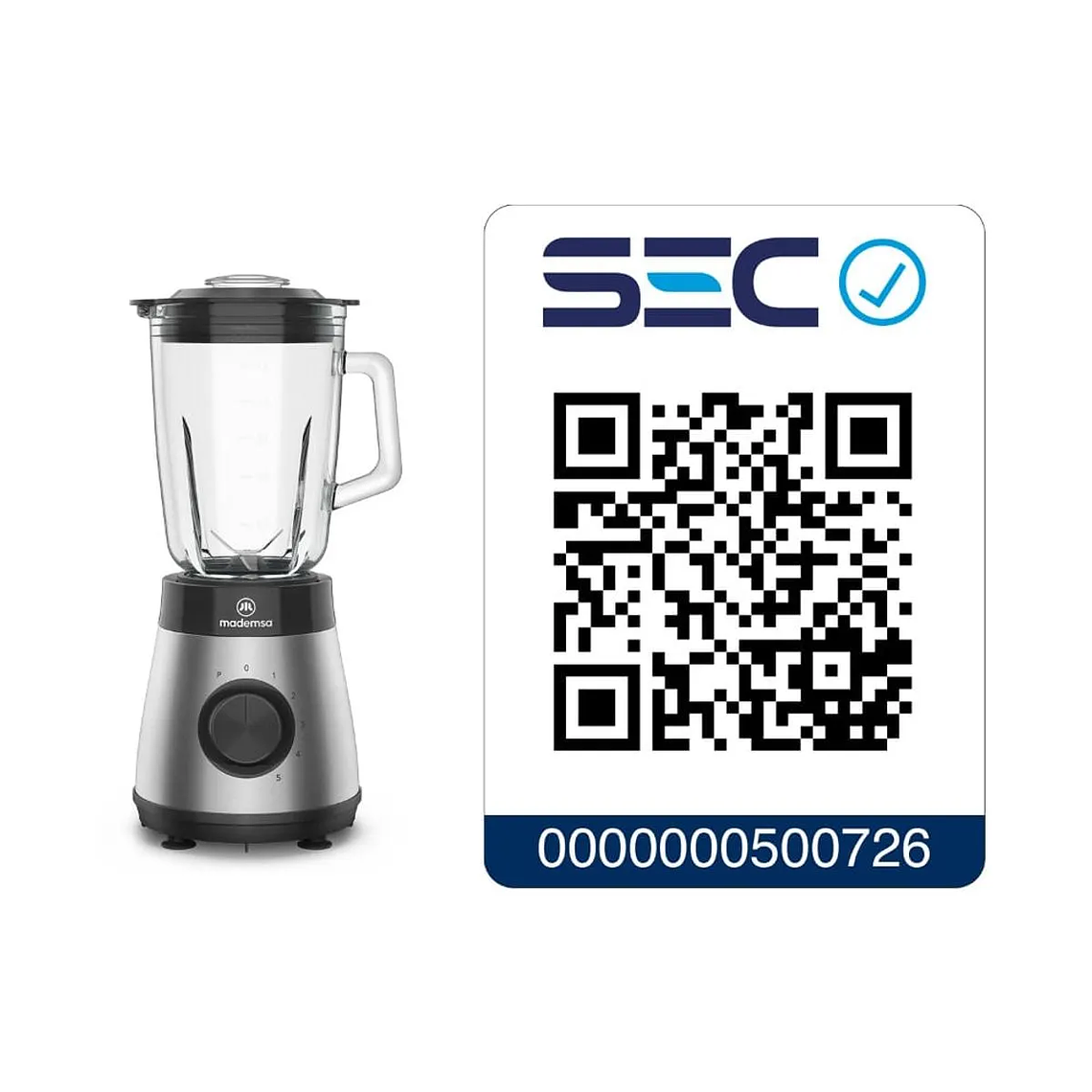 LICUADORA MADEMSA 1,5L CON JARRA DE VIDRIO Y 5 VELOCIDADES 500W MBL50 ACERO INOXIDABLE 9