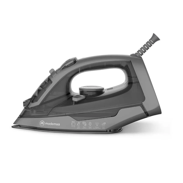 PLANCHA A VAPOR MADEMSA CON BASE DE CERÁMICA Y SISTEMA ANTISARRO MIR30 GRIS 1