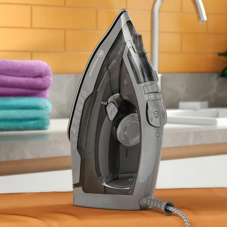 PLANCHA A VAPOR MADEMSA CON BASE DE CERÁMICA Y SISTEMA ANTISARRO MIR30 GRIS 8