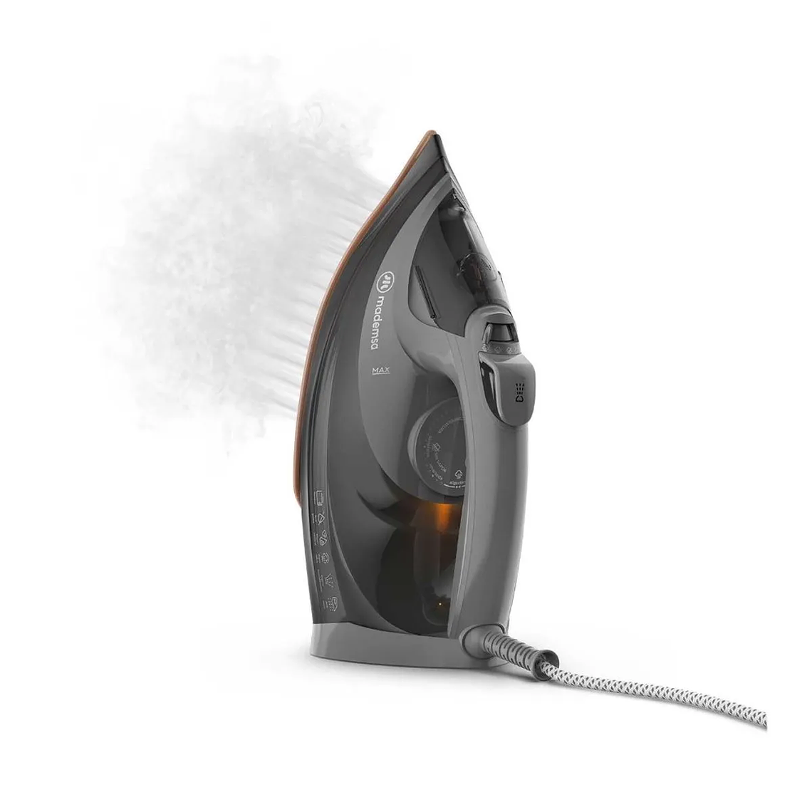 PLANCHA A VAPOR MADEMSA CON BASE DE CERÁMICA Y APAGADO AUTOMÁTICO MIR40 GRIS 3