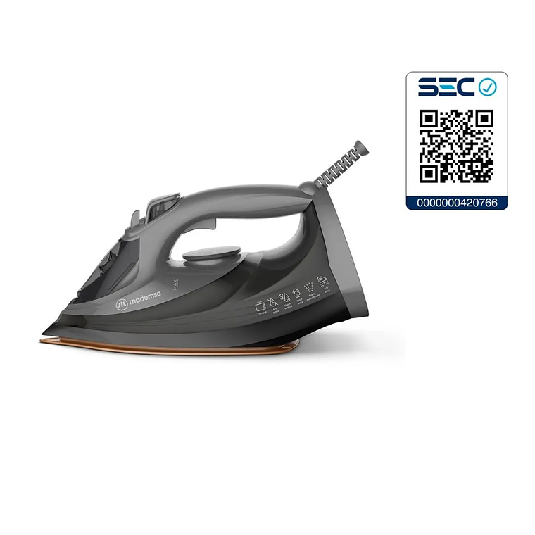 PLANCHA A VAPOR MADEMSA CON BASE DE CERÁMICA Y APAGADO AUTOMÁTICO MIR40 GRIS 9