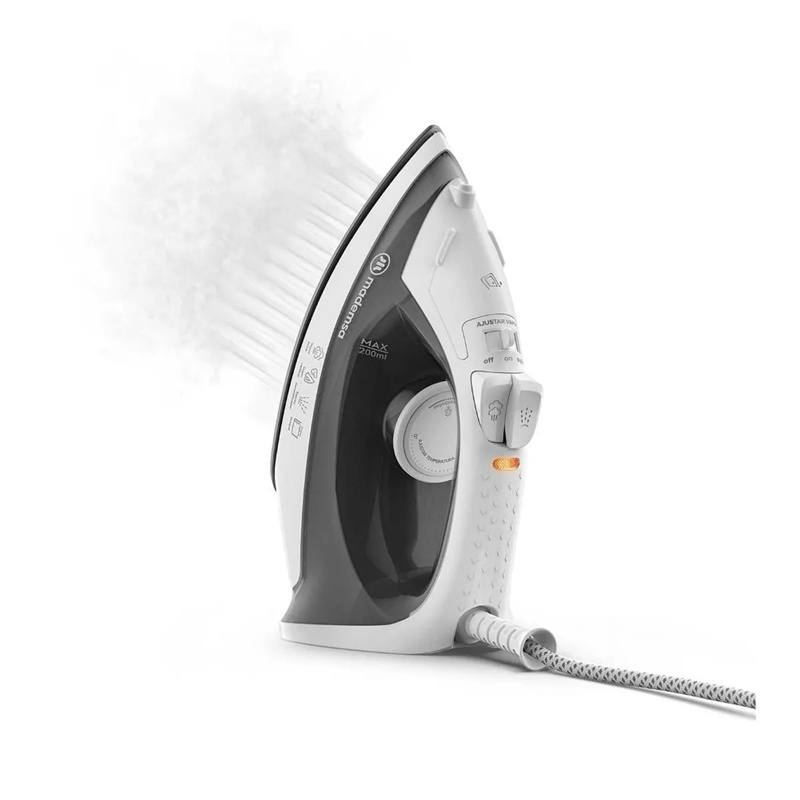 PLANCHA A VAPOR MADEMSA CON BASE ANTIADHERENTE Y VAPOR VERTICAL MIR10 BLANCA 4