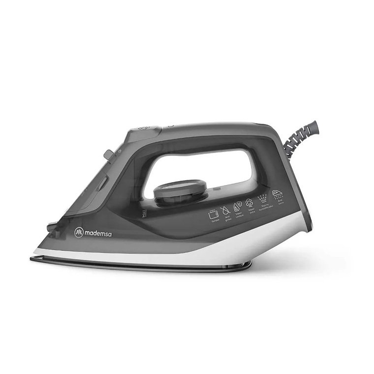 PLANCHA A VAPOR MADEMSA CON BASE DE CERÁMICA Y VAPOR VERTICAL MIR20 GRIS 1