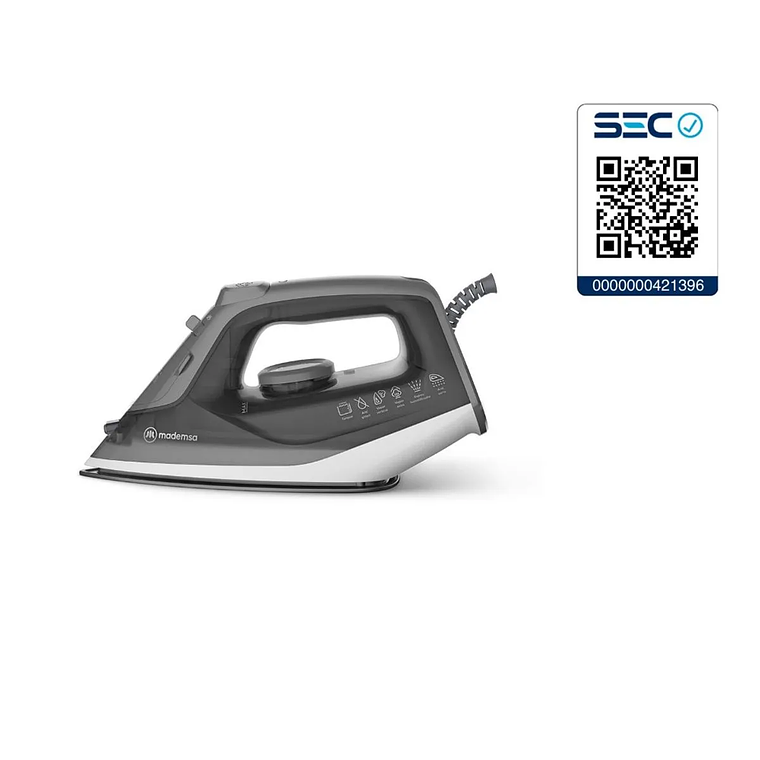 PLANCHA A VAPOR MADEMSA CON BASE DE CERÁMICA Y VAPOR VERTICAL MIR20 GRIS 8